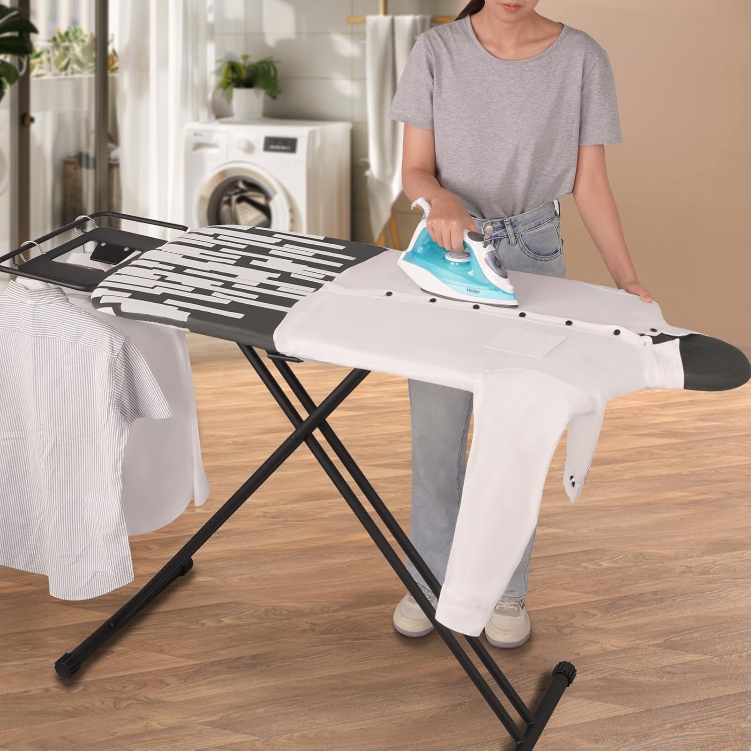 Extra Large Ironing Board with Large Hang Rail and Iron Rest in 63' L x 20' W (with Iron Rest)