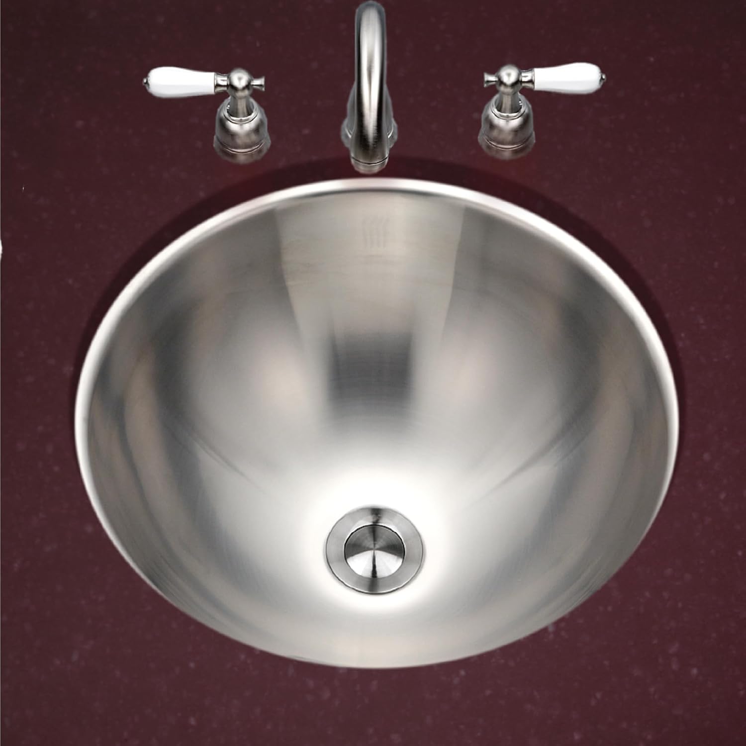 Houzer Opus Stainless Steel Bathroom Sink: 16 Inch Undermount Round Bowl without Overflow, Optional Grid Drain, Durable & Versatile, Essential for Home & Apartment: CR-1620-1