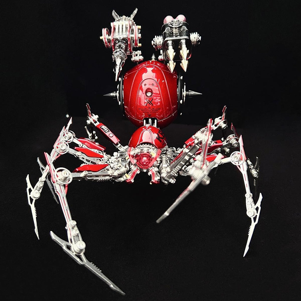 3D Metal Puzzle Spider Model Kit for Adults with Light, 602 PCS Mechanical Metal War Spider Steampunk Animal DIY Assembly Jigsaw Puzzle Model Desk Gifts for Adults