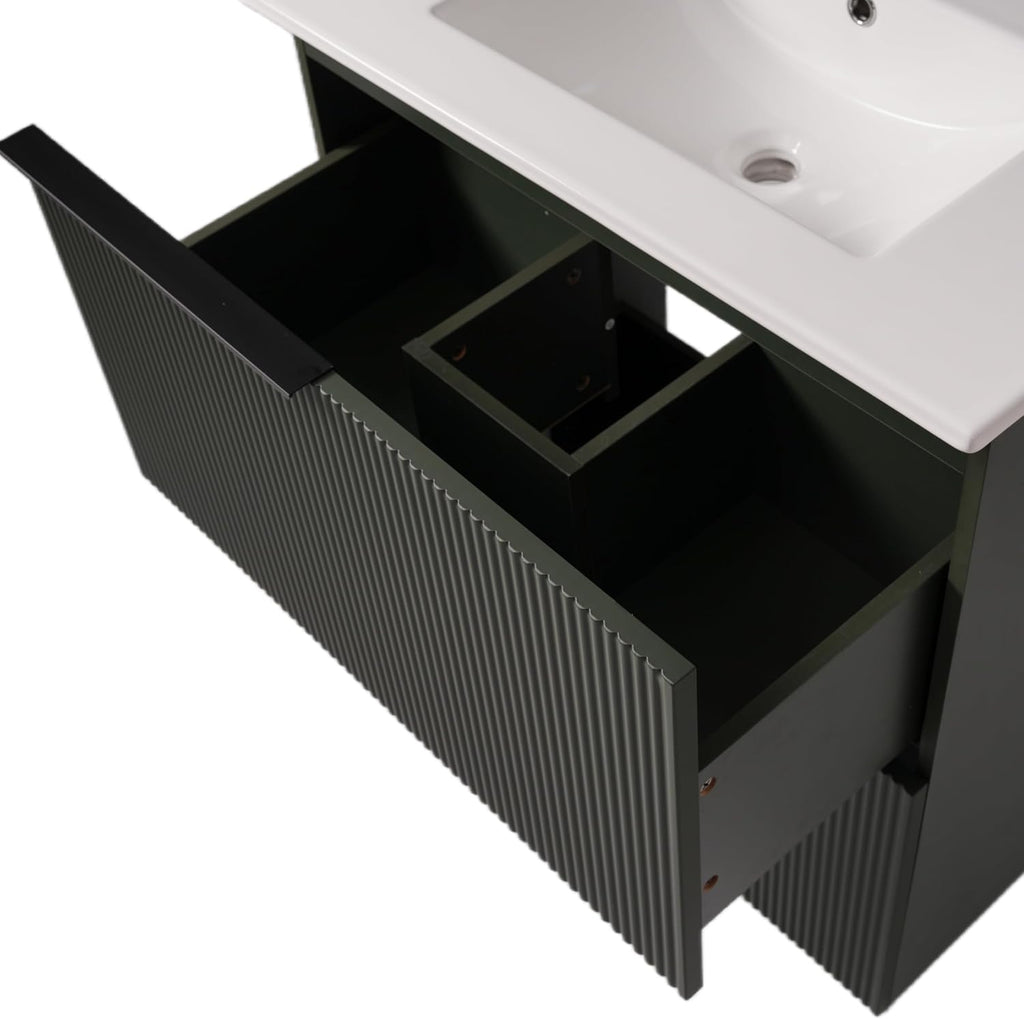 Christopher Knight Home Byron 30' Bathroom Vanity with Sink, Modern Freestanding Bathroom Sink Cabinet with Drawer, Undermount Vanity Sink Cabinet, Bathroom Storage Cabinet with Sink Combo Set, Green