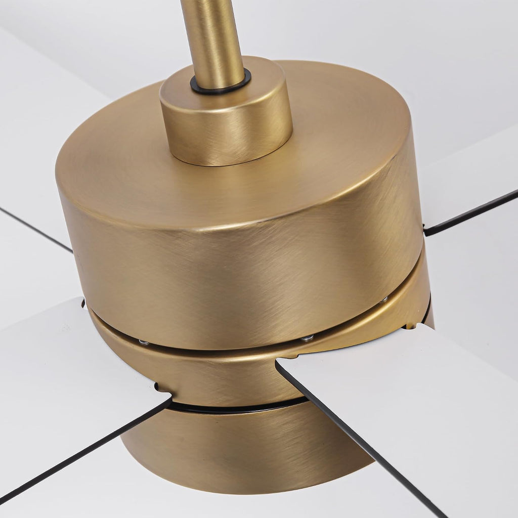 52' Outdoor Ceiling Fan with Lights and Remote – Luxury Gold Finish, Waterproof DC Motor, Reversible, Dimmable LED, Smart APP Control for Patios, Gazebo, and Indoor Spaces
