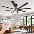 Obabala 72 Inch Industrial Ceiling Fan with Light and Remote Control, Large Ceiling Fans 8 Aluminum Blades, Quiet 35dB DC Motor, 6 Speed Dimmable LED, Indoor Outdoor for Garage Warehouse Patio