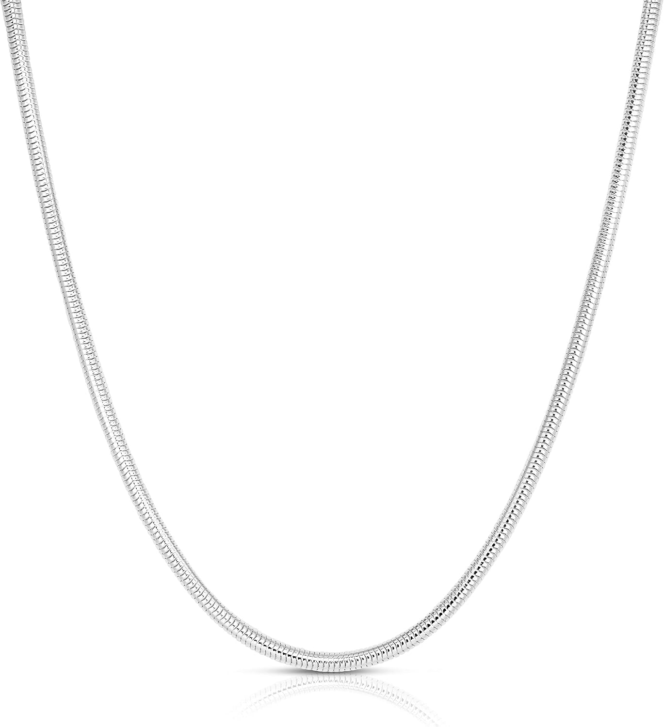 925 Sterling Silver Snake Chain Necklace - 2MM, 3MM, 4MM, 5MM Round Solid Silver Chains - Flexible, Men and Women's Jewelry - Made In Italy