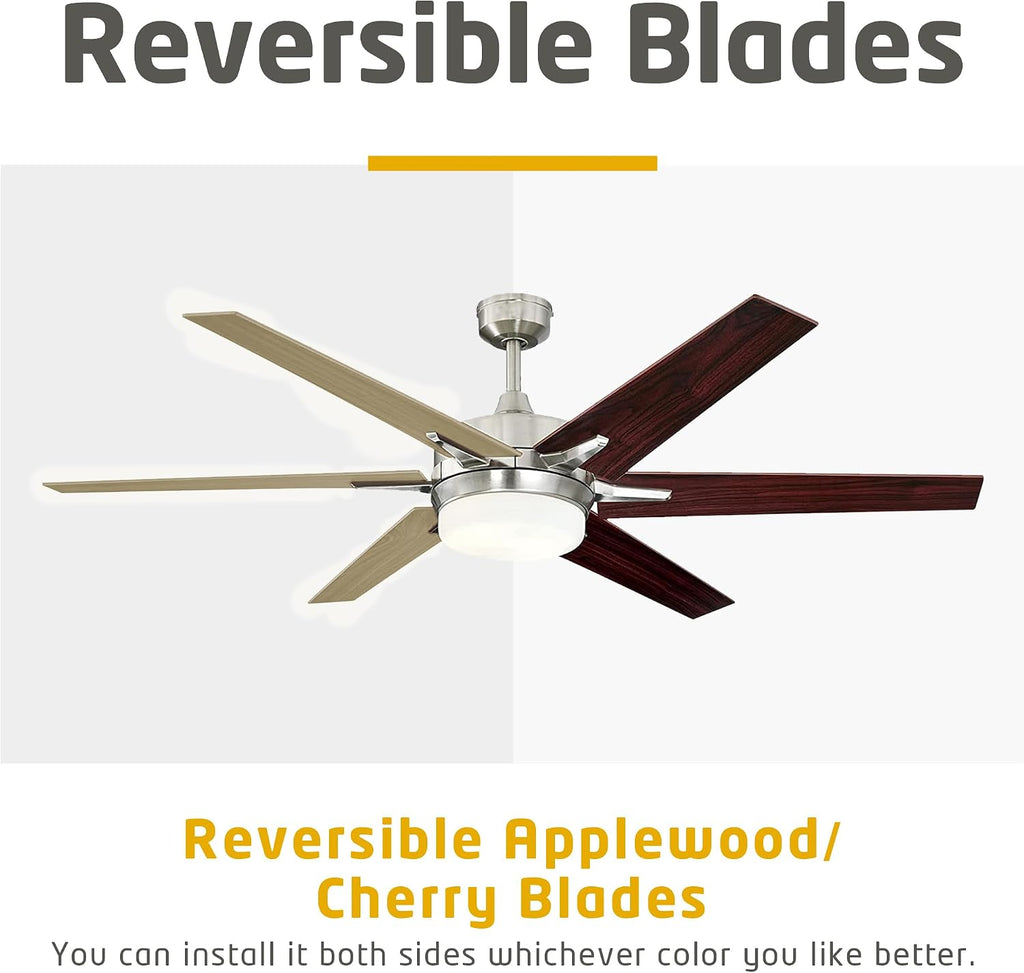 Ciata 60-inch Ceiling Fans with Lights – Smart Ceiling Fan for Bedroom/Living Room – Advanced Ceiling Fan with Remote Compatible with Alexa/Google Home – Wi-Fi Fans for Home – Brushed Nickel Finish