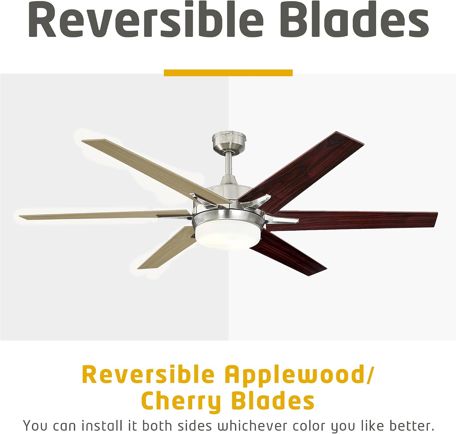 Ciata 60-inch Ceiling Fans with Lights – Smart Ceiling Fan for Bedroom/Living Room – Advanced Ceiling Fan with Remote Compatible with Alexa/Google Home – Wi-Fi Fans for Home – Brushed Nickel Finish