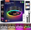 Lumary Smart Outdoor Ceiling Fans with RGBAICW Lights Pro, Wi-Fi Bluetooth Connect, 40+ Scene, Work with Alexa Google, Waterproof Plug in Caged Fan with Hook/Remote/APP Control for Patios Gazebo, 20in