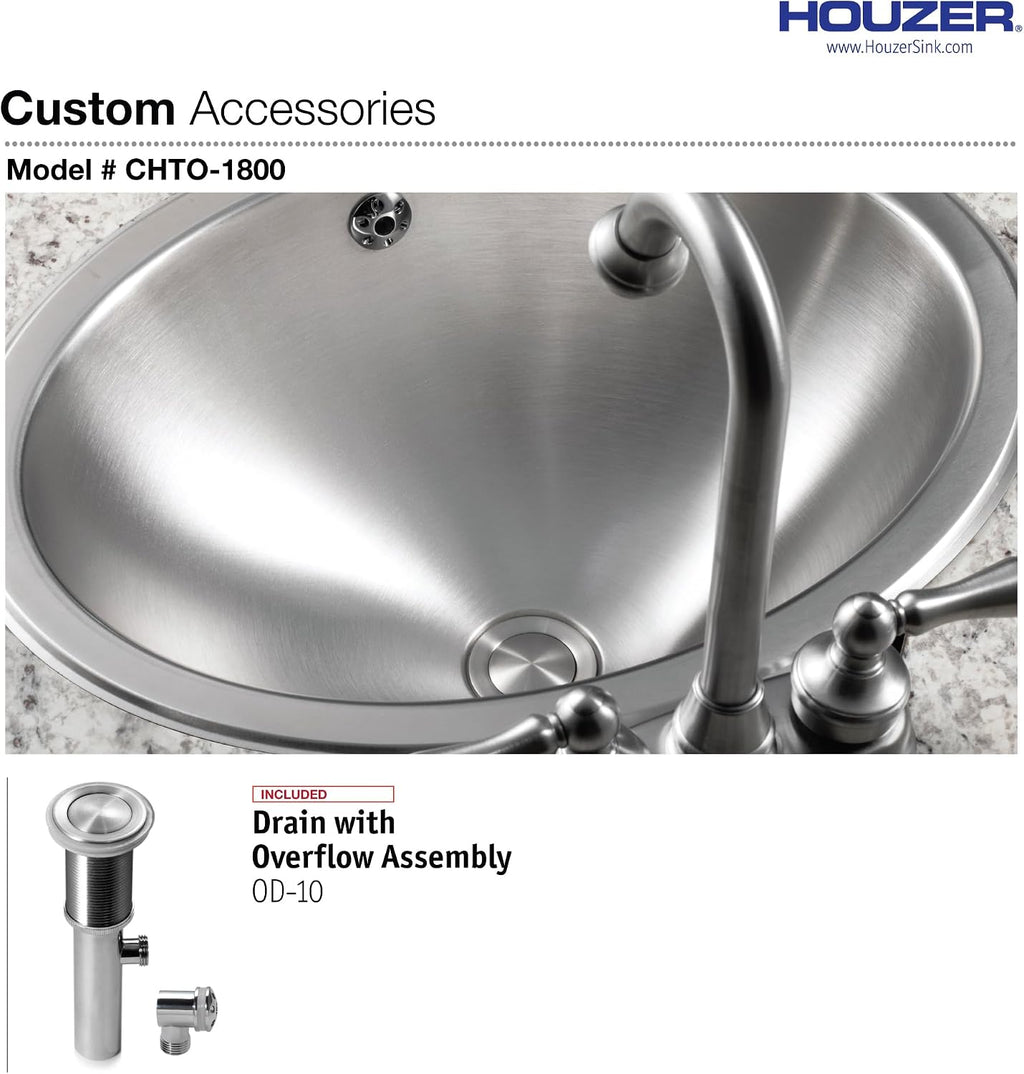 Houzer Opus Stainless Steel Bathroom Sink - 18 inch Undermount Oval Bowl Bathroom Sink without Overflow, Durable & Versatile, Essential for Home & Apartment, Nested 5-Pack - CH-1800-5