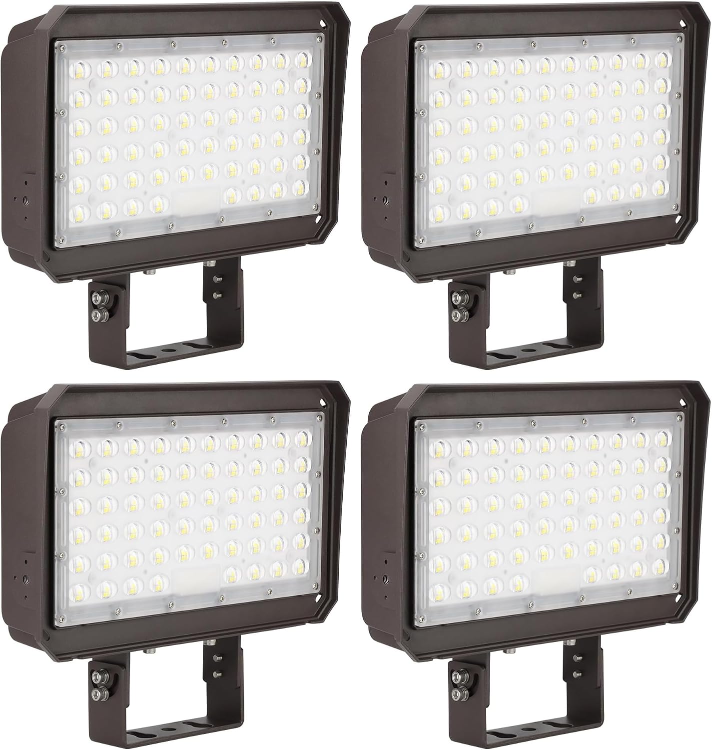 kadision 150W LED Flood Light with Dusk-to-Dawn Photocell, 150W/100W/75W Adjustable 130lm/W 5000K Daylight 100-277V IP65 Waterproof, Trunnion Mount LED Parking Lot Light, ETL Listed (Pack of 4)