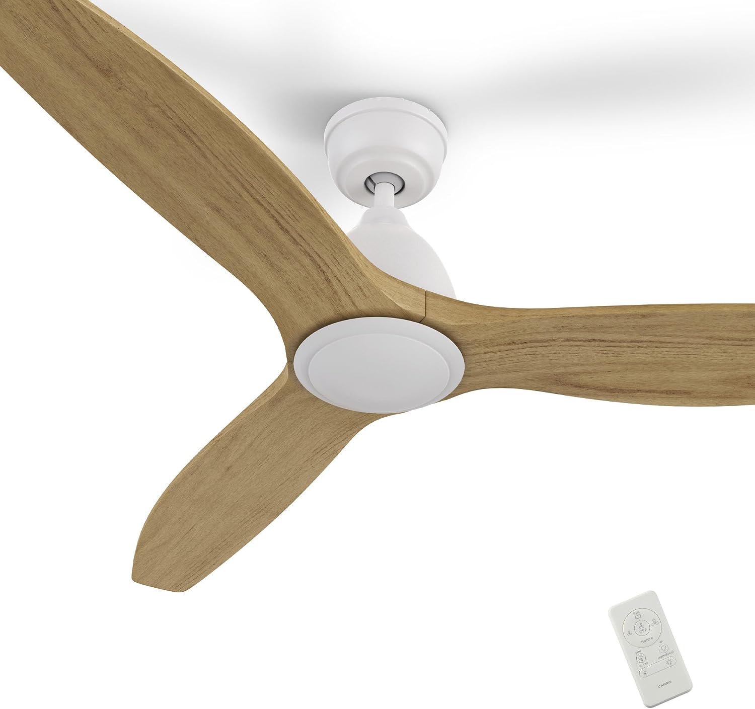 SMAAIR 52 Inch Ceiling Fan No Light with Remote, Solid Wood White Ceiling Fan without Light, 10 Speed, Quiet DC Motor, Indoor Modern 3 Blade Ceiling Fan for Indoor Bedroom Living Room