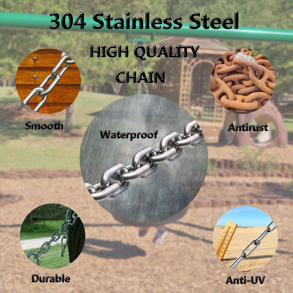 Stainless Steel Link Chain, 304 Stainless Steel Link Proof Coil Chain Heavy Duty Chains Cable Safty Towing Chain for Trailer Swing Hanging Anti-Theft (5/16in-16.4ft)