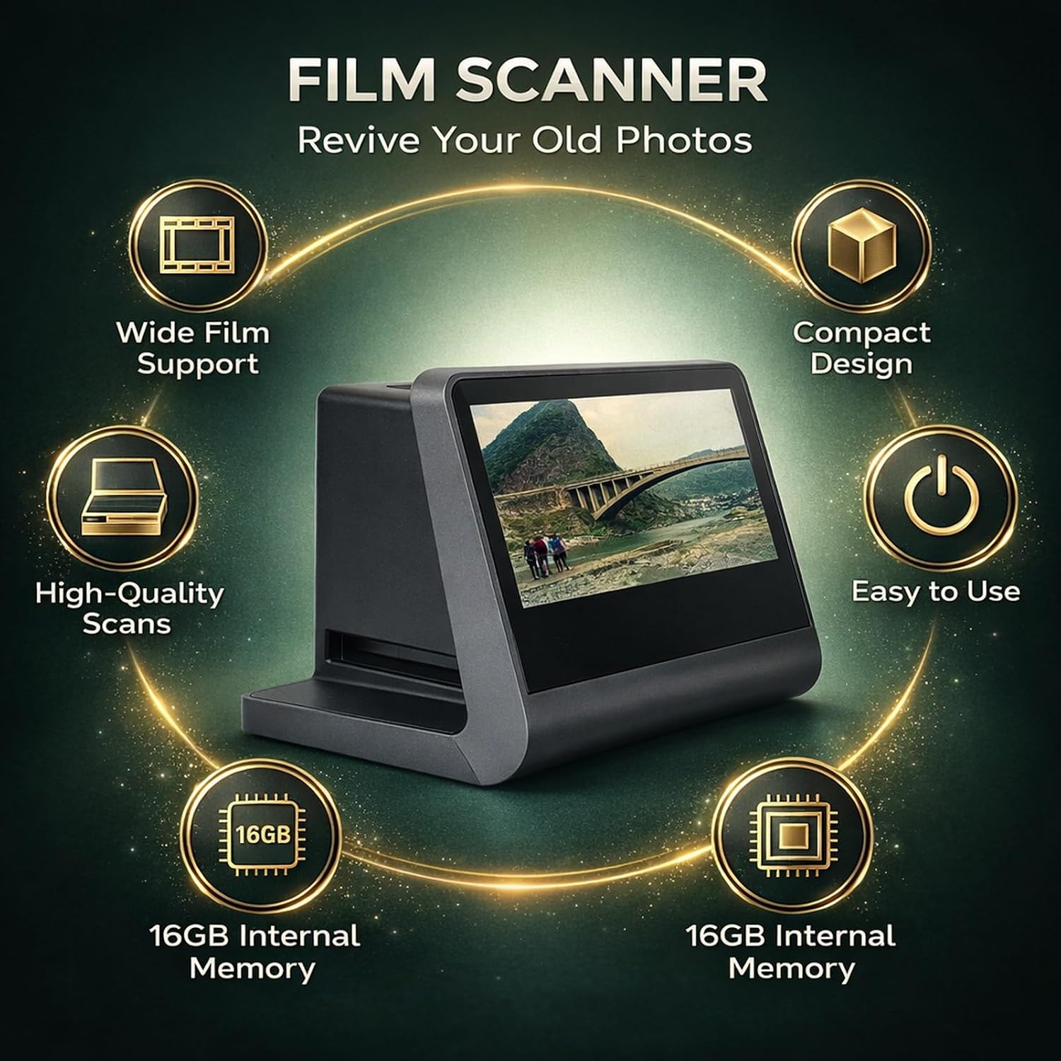 Film and Photo Scanner with 5' LCD Screen, 48MP HD Slide Converter for 135 126 110 Super 8mm Films - Digitize Old Photos Fast with Multi - Format Support for Film Development