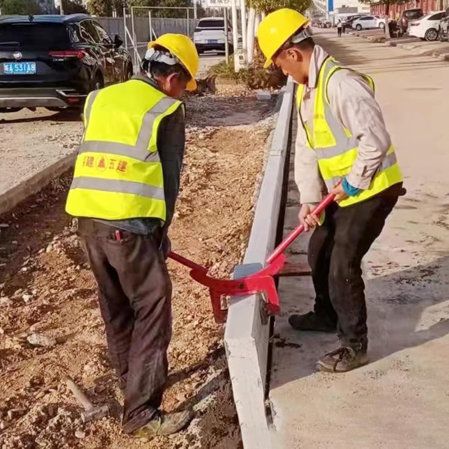 Feeding Mats 771 Lbs Double Handed Stone Carrying Clamps, 2-21 Inch Opening Steel Chain Pliers Lifter for Granite Slab, Building Material Sheets Lifting Clamps Grabber(Opening Size8-24cm/3.1-9.4in)