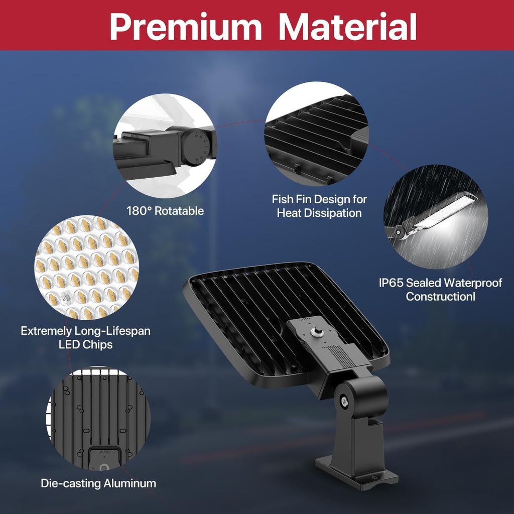 Kifflux Led Parking Lot Light Outdoor Wall Mount 2Pack 150W Parking Lot Lights Commercial 120V 5000K Street Area Lighting 120V LED Shoebox Lights with Dusk to Dawn for Yard,Garage, Roadways