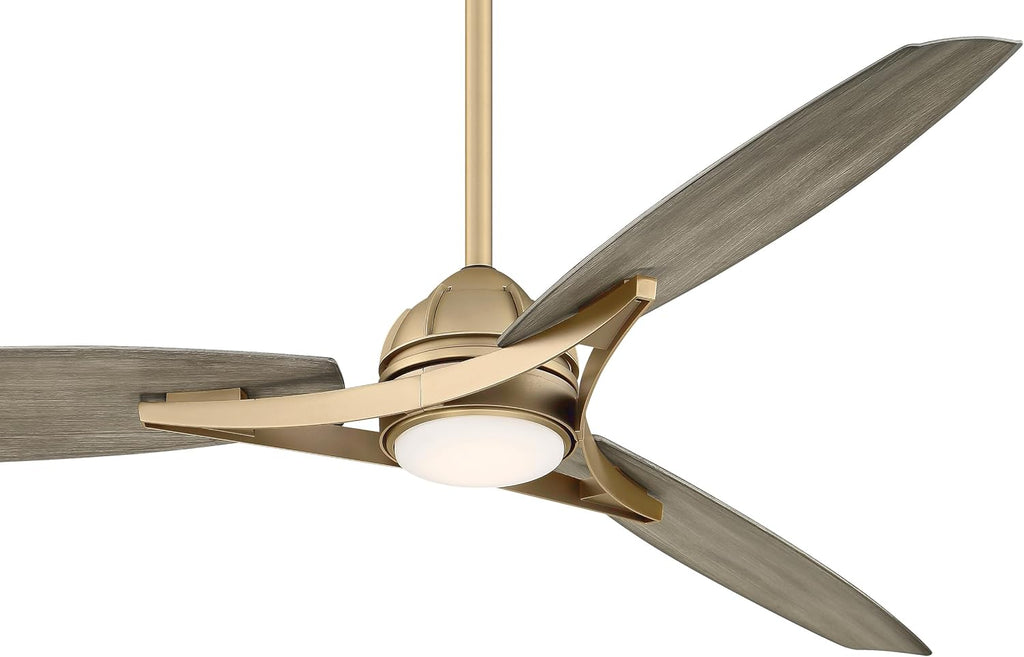 Minka-Aire F742L-SBR Molino Led 65' Outdoor Ceiling Fan with LED Lights & Remote, Soft Brass