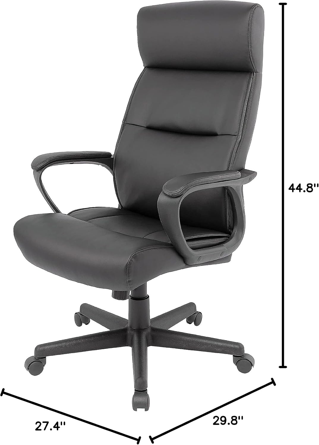 STAPLES Rutherford Ergonomic Manager & Executive Office Chair, High Back Swivel, Adjustable Height, Luxura Faux Leather, Black