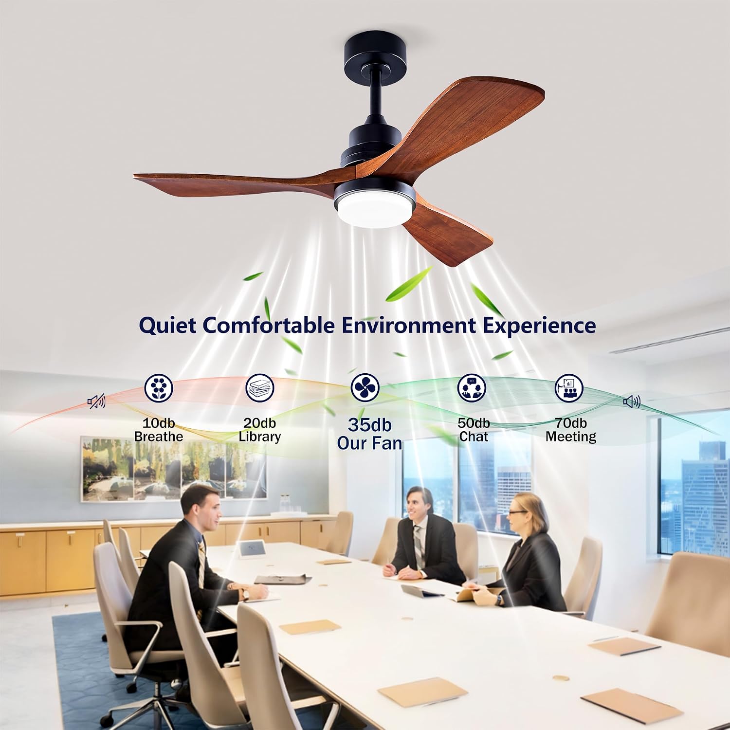 42 Inch Ceiling Fans with Lights and Remote, Outdoor Ceiling Fan for Patios with Light 3 Blades Ceiling Fan Noiseless Reversible DC Motor, Wood Fan for Farmhouse