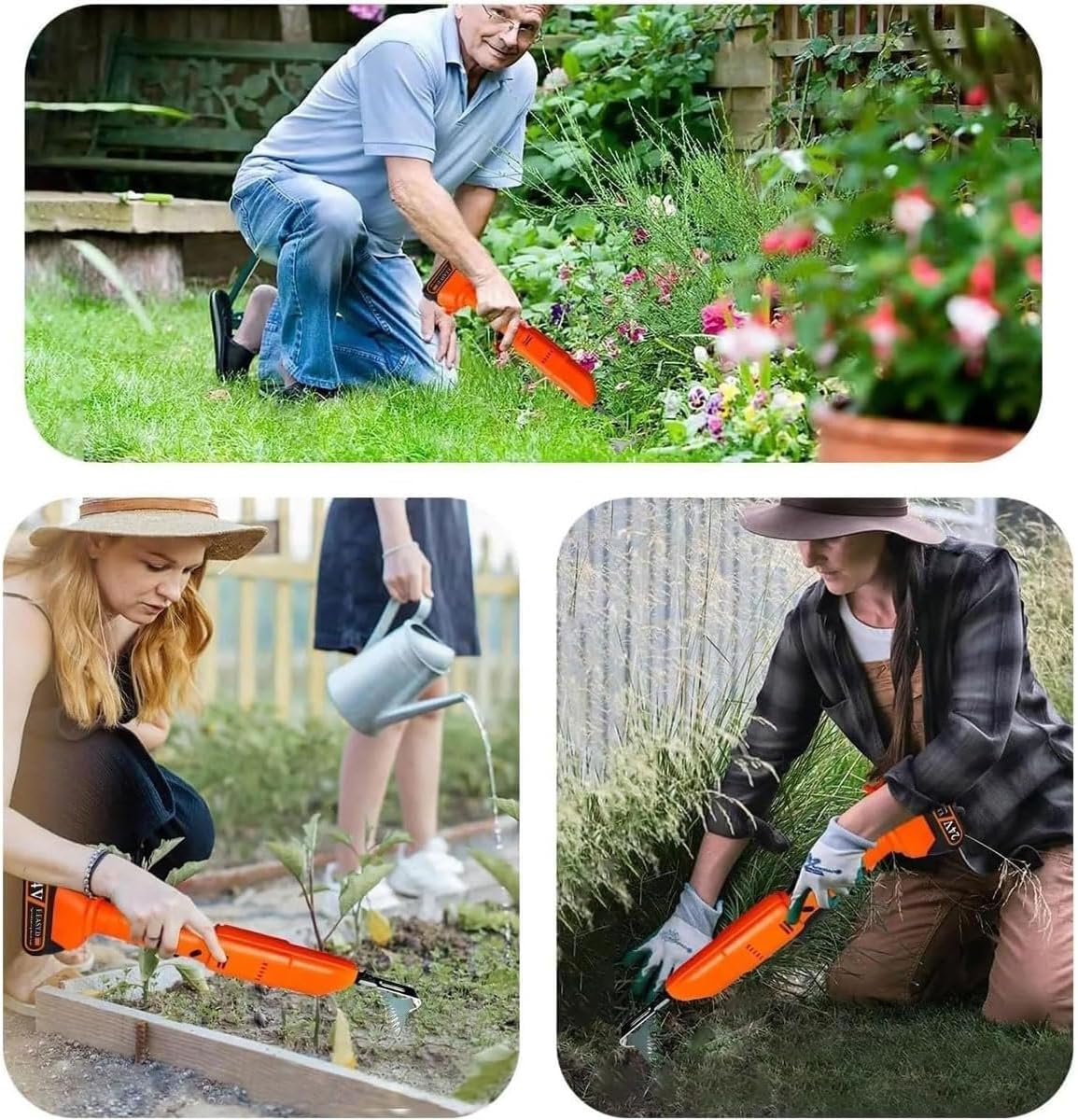 Handheld Electric Digging Hoe,Electric Cultivator Hoe & Weeder with Batteries & Long Pole,Mini Cordless Tiller Cultivator,for Loosening Soil,Weeding,Gardens Greenhouse(2 Batteries)