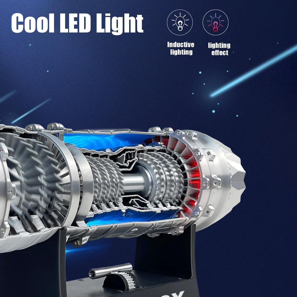 J35 Turbojet Engine Model Kit with Magnetic Base & LED Lights - Working Turbofan STEM Desk Toy, USB-C Charging 3D Printed Aero Science Gift for Adults (KIT)