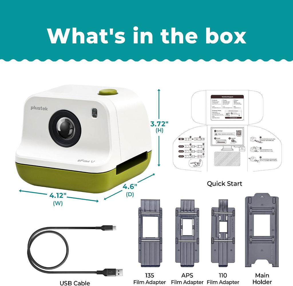 Plustek eFilm V - Slide & Negative Scanners, Quickly Convert 35mm / 110 / APS to Digital - Supports Mac and Windows OS