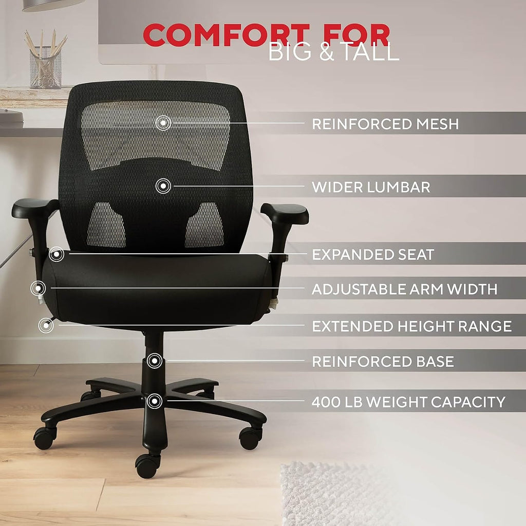 Staples 1680262 Driscott Mesh Big and Tall Chair Black