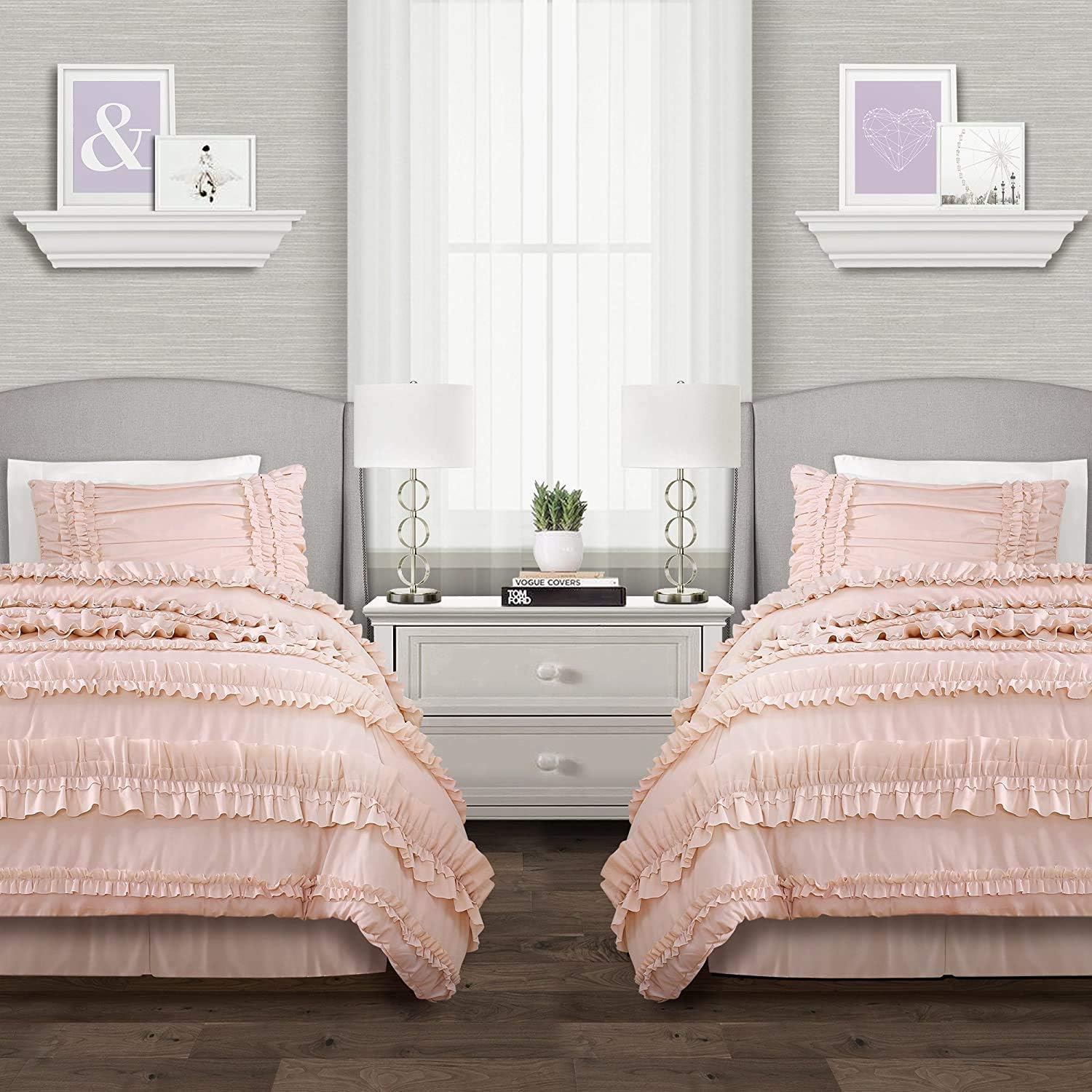 Lush Decor Lush Décor Belle 3 Piece Quilt Set, King, Pink Blush