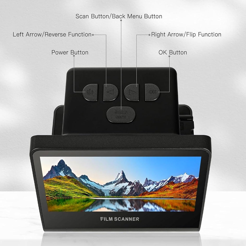 Yunseity 22MP Digital Film Scanner, 5in LCD Screen, 16GB Memory, Convert Black Negative to JPEG Photos with Backup for Vista, 7 8 10 11 12, OS X 10.7.3 and Above