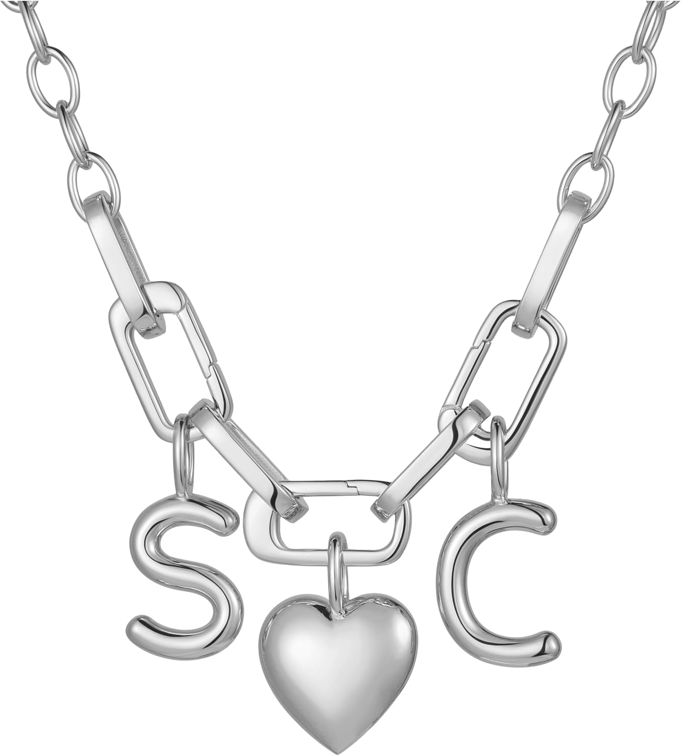 SCAMPER & CO .925 Sterling Silver Rhodium or 18k Yellow Gold Plated Carabiner Charm Necklaces for Women - Hypoallergenic Compatible Charms Sterling Silver Necklace for Women Modern Carabiner Design