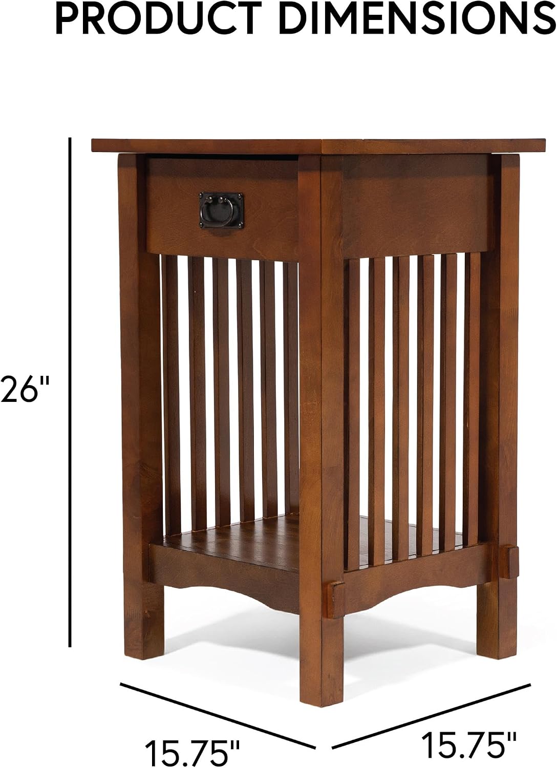 Furniture of America Liverpool 1-Drawer End Table, Antique Oak