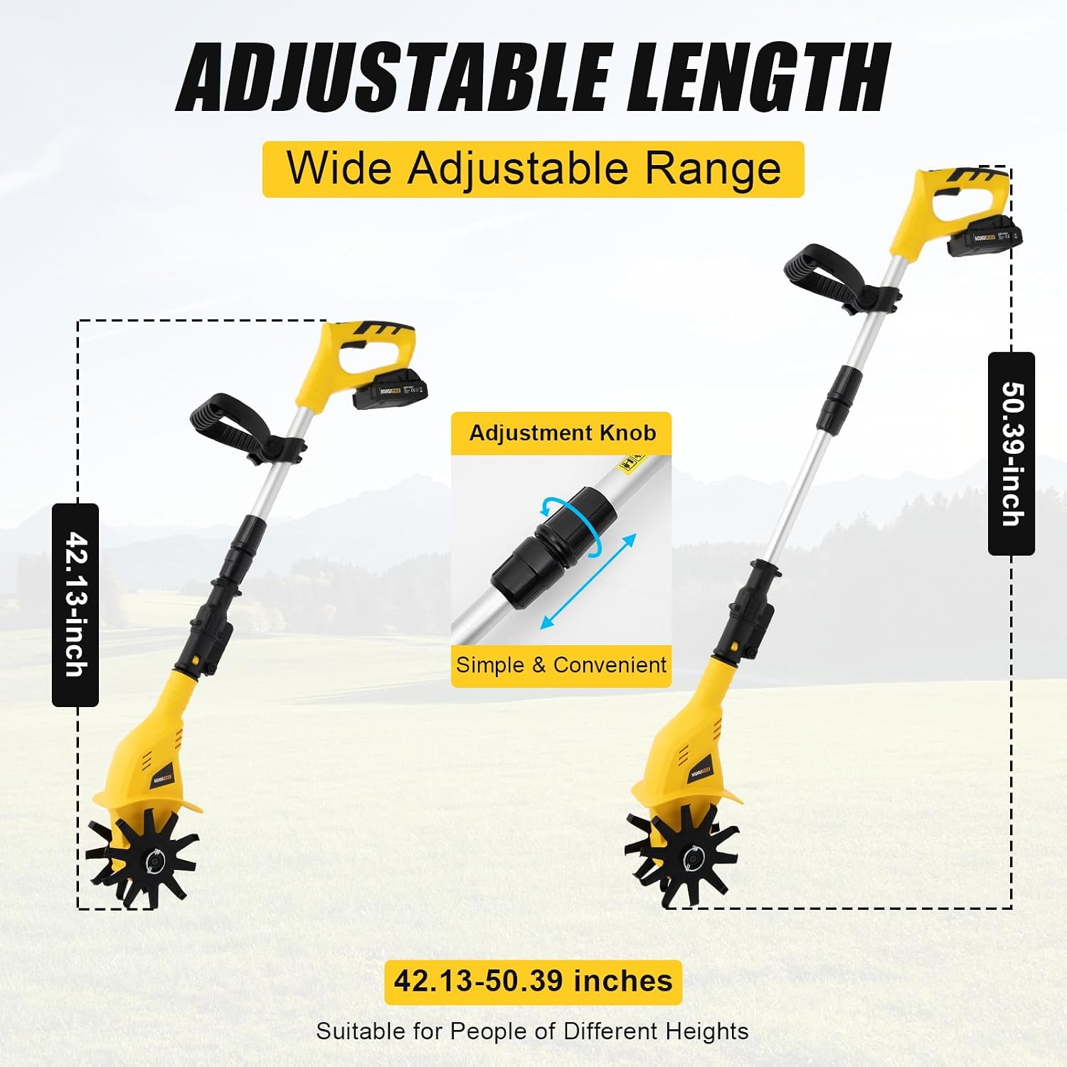 20V Tiller for Gardening Cordless Tillers/Cultivators Electric, Garden Cordless Tillers, Adjustable Handle Outdoor Power Tools,Cordless Garden Tiller Cultivator Tiller,for Farms, Parks, Gardens