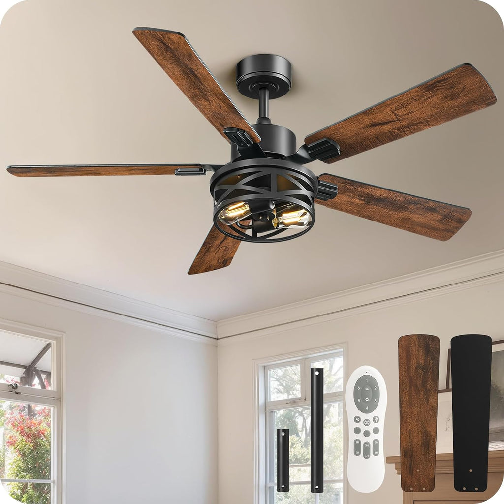 Outdoor Ceiling Fan with Light for Patios and Farmhouse Ceiling Fans with Lights Bundle XF01CF05-ZB01CF05