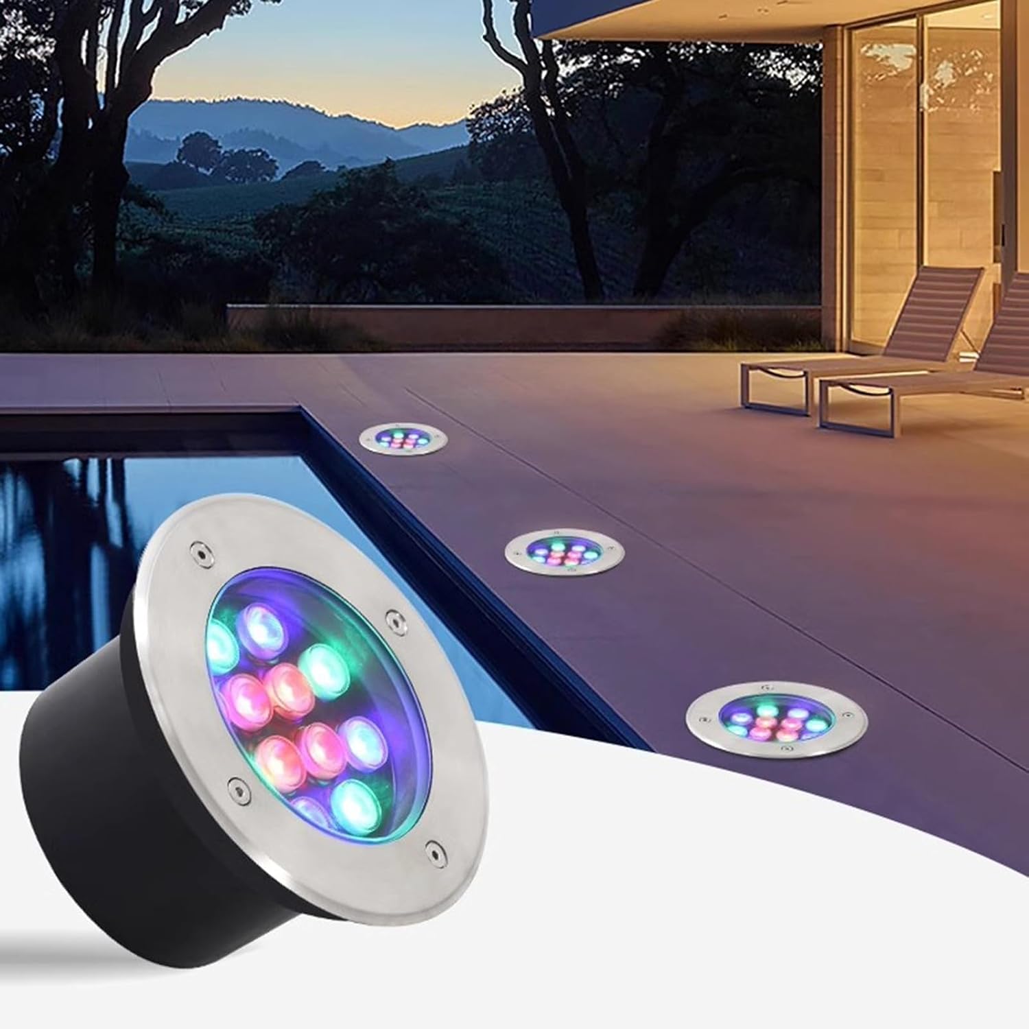 YANYO 2pcs 3W Garden Buried Light, Surface Mount Spotlights, Waterproof LED Deck Lights, Modern Outdoor Landscape Step Lamp, Aluminum Housing Fence Lights Wired (Color : Warm White, Size : 111-110V)