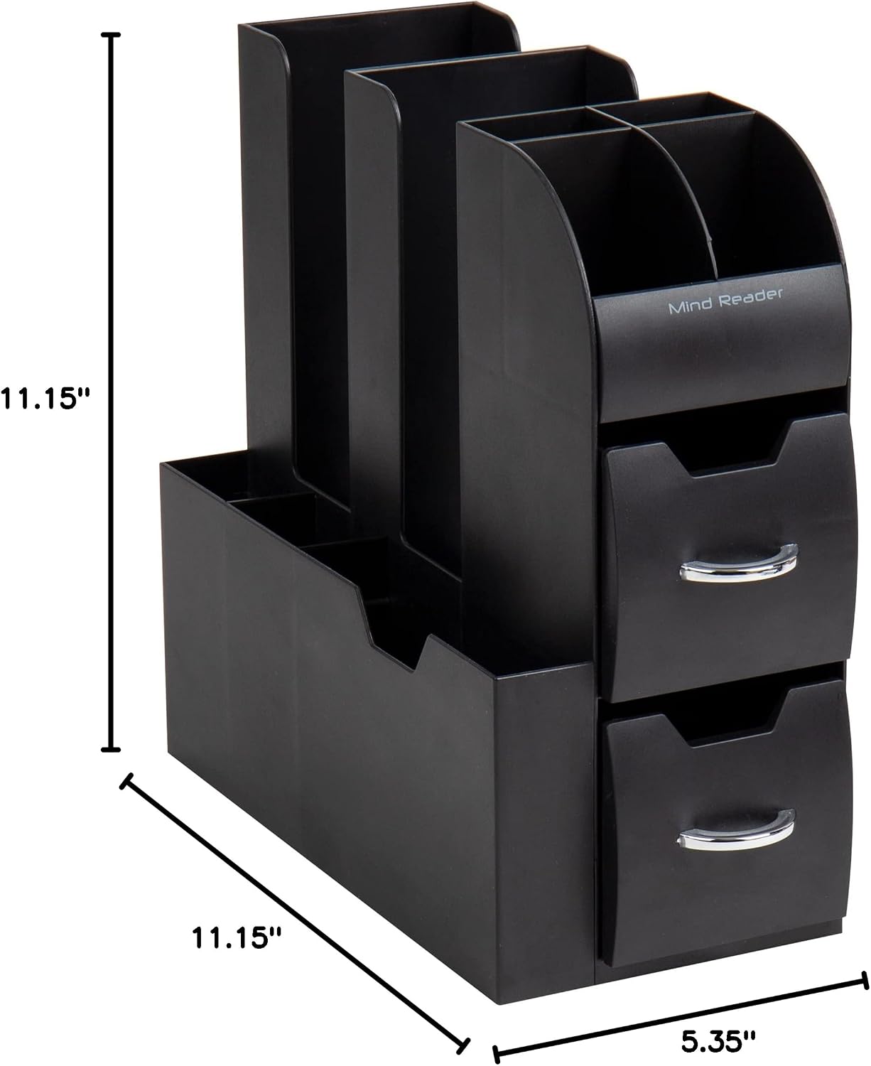 Mind Reader Cup and Condiment Station, Countertop Organizer, Coffee Bar, Kitchen, Stirrers, 5.35' W x 11.25' L x 11.15' H, Black (Pack of 8)