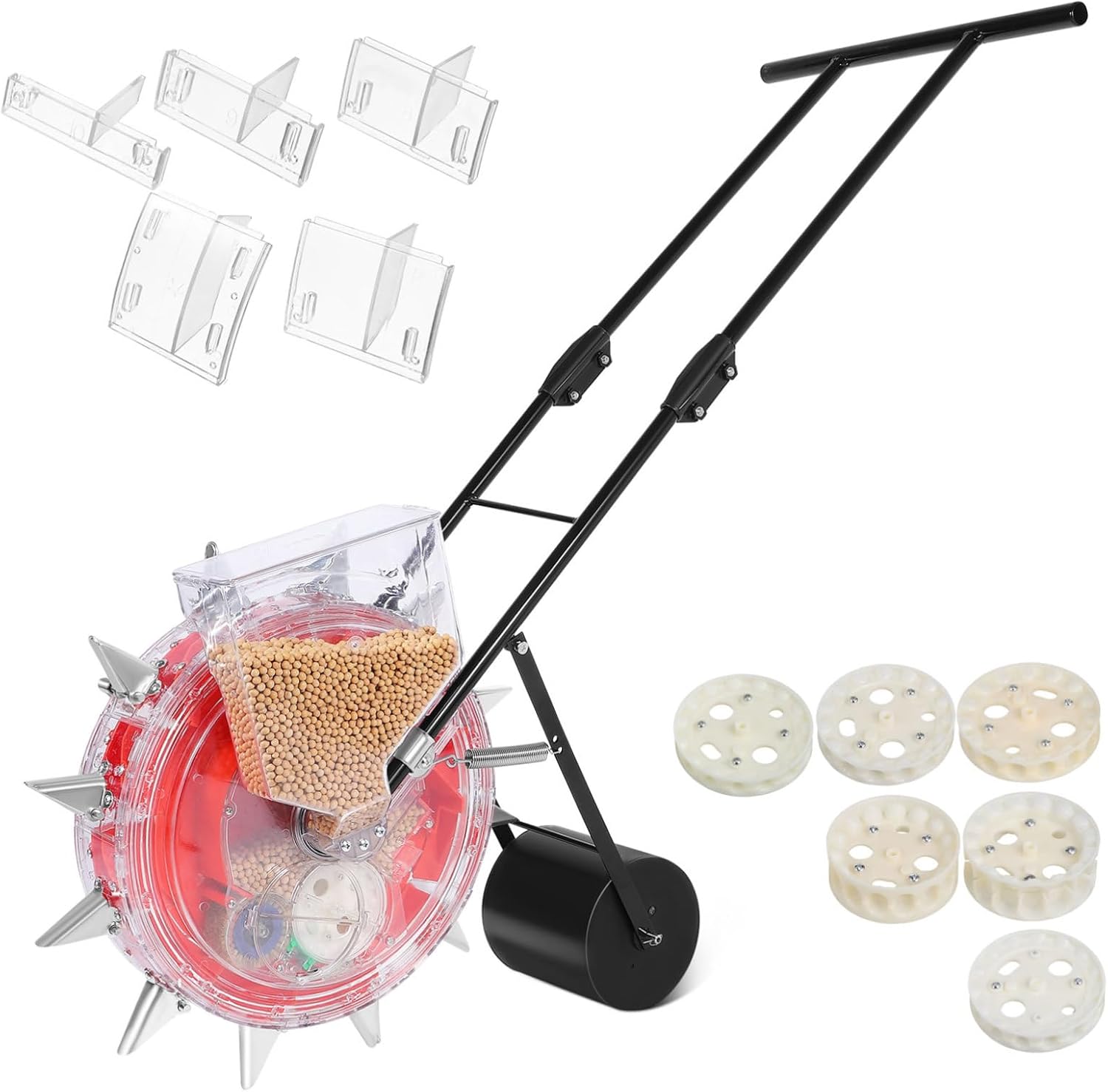 Hand-Push Planter Multi-Functional Precision Gardening Tool for Sowing and Fertilizing No Bending Design for Efficient Planting Agricultural Scenes