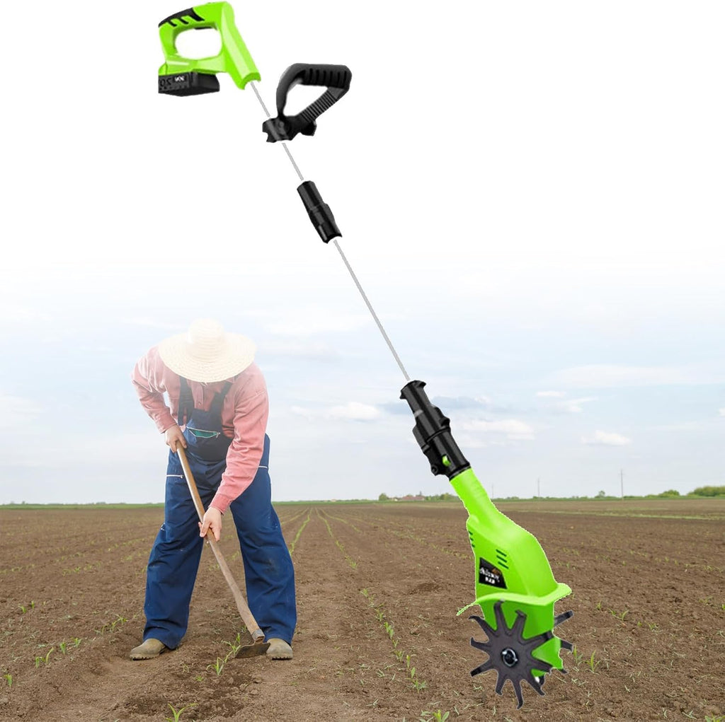 20V Cordless Tiller Cultivator, Garden Tiller Rotavators with 4000mAh Rechargeable Battery and Charger, Cordless Electric Garden Tiller for Gardening, Soil Turning