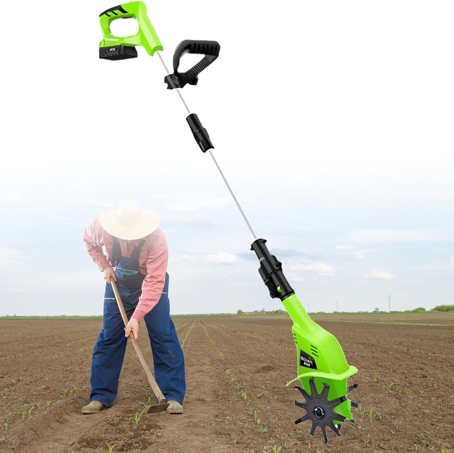 20V Cordless Tiller Cultivator, Garden Tiller Rotavators with 4000mAh Rechargeable Battery and Charger, Cordless Electric Garden Tiller for Gardening, Soil Turning