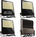 Lightdot 300W Outdoor Flood Lights AC100-277V LED Stadium Lights 45000Lm (1200W Eqv.) LED Flood Lights with Photocell, IP65 Waterproof Area Lighting for Backyard/Stadium-4Pack 5Yrs Warranty