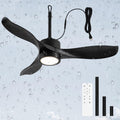 TIFEROR 42' Outdoor Ceiling Fan with Light and Remote, IP65 Waterproof Ceiling Fan for patios, Plug In with Hanging and Hook, 3-Colors LED, Lighting for Pergola, Canopy, Porch, Gazebo
