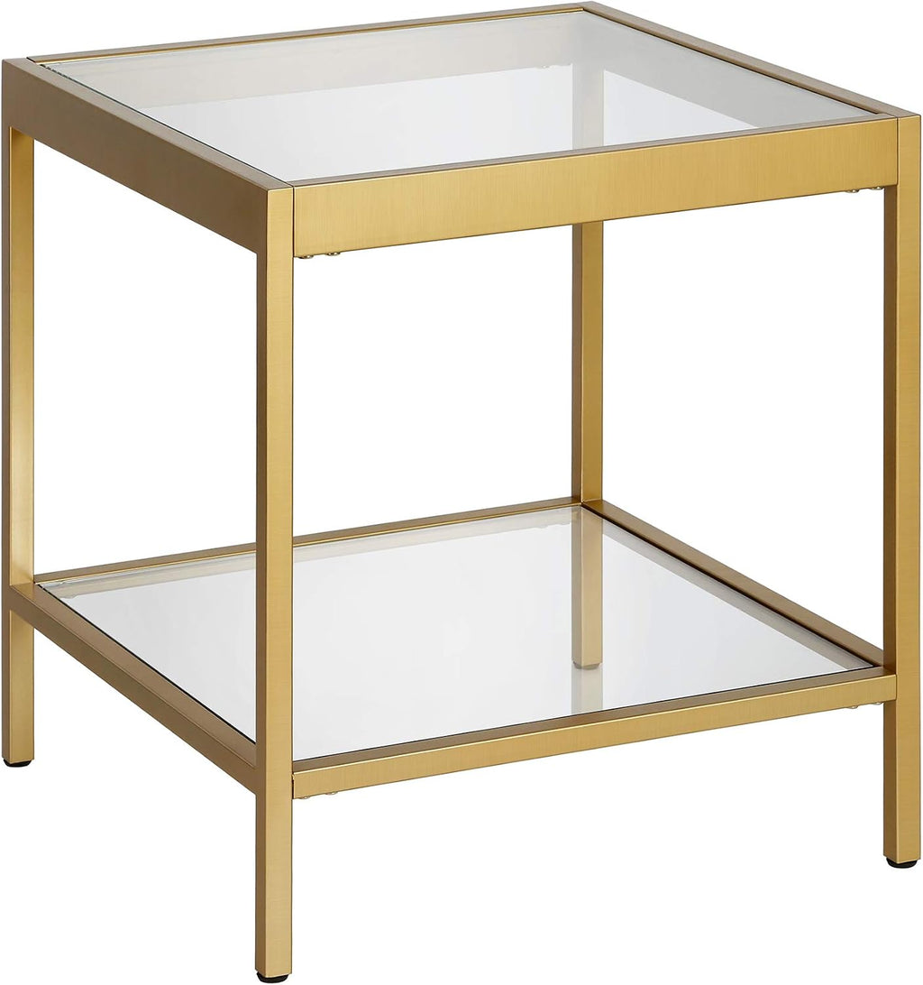 Henn&Hart 20' Wide Square Square Side Table in Brass, Table for Living Room, Bedroom