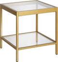 Henn&Hart 20' Wide Square Square Side Table in Brass, Table for Living Room, Bedroom