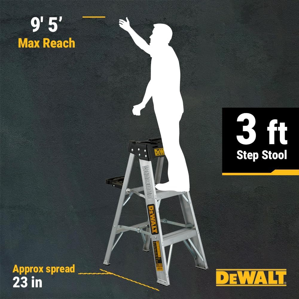 DeWalt 3-Foot Aluminum Step Ladder, 300-Pound Load Capacity, Type IA, DXL2010-03