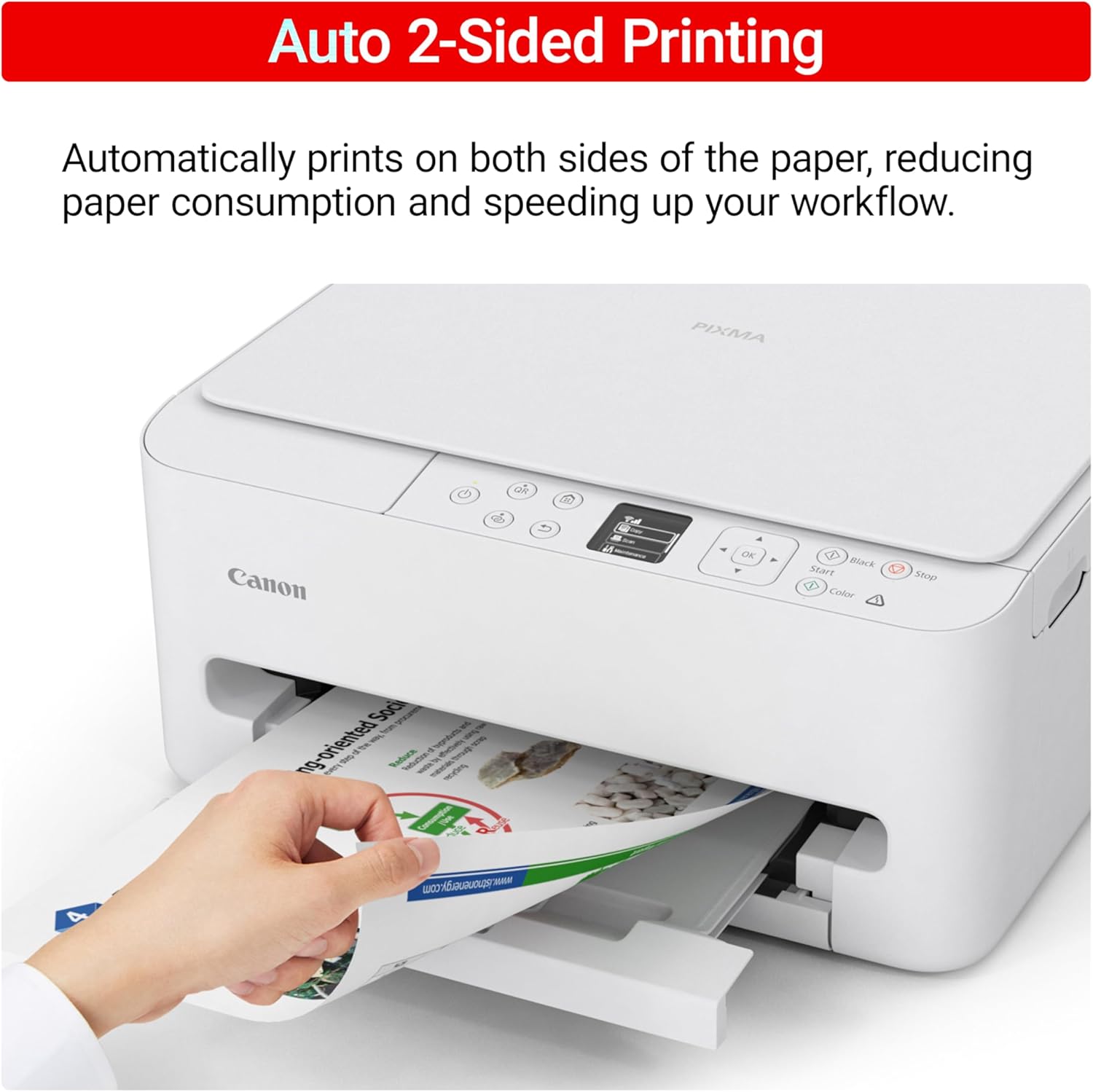 Canon PIXMA TS6520 Wireless Color Inkjet Printer Duplex Printing, White – Home Printer with Copier/Scanner, 1.42' OLED Display, Intuitive Control Panel, Compact Design