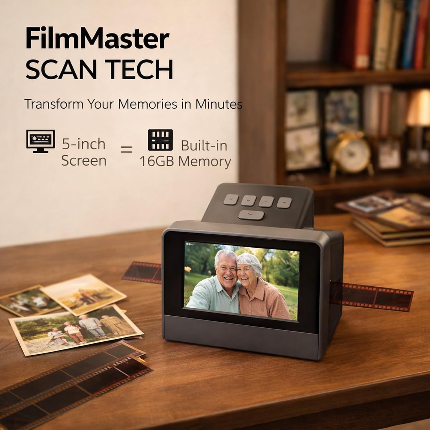 Film and Photo Scanner with 5' LCD Screen, 48MP HD Slide Converter for 135 126 110 Super 8mm Films - Digitize Old Photos Fast with Multi - Format Support for Film Development