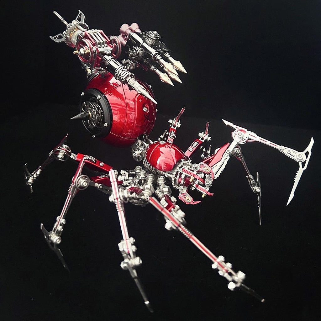 3D Metal Puzzle Spider Model Kit for Adults with Light, 602 PCS Mechanical Metal War Spider Steampunk Animal DIY Assembly Jigsaw Puzzle Model Desk Gifts for Adults