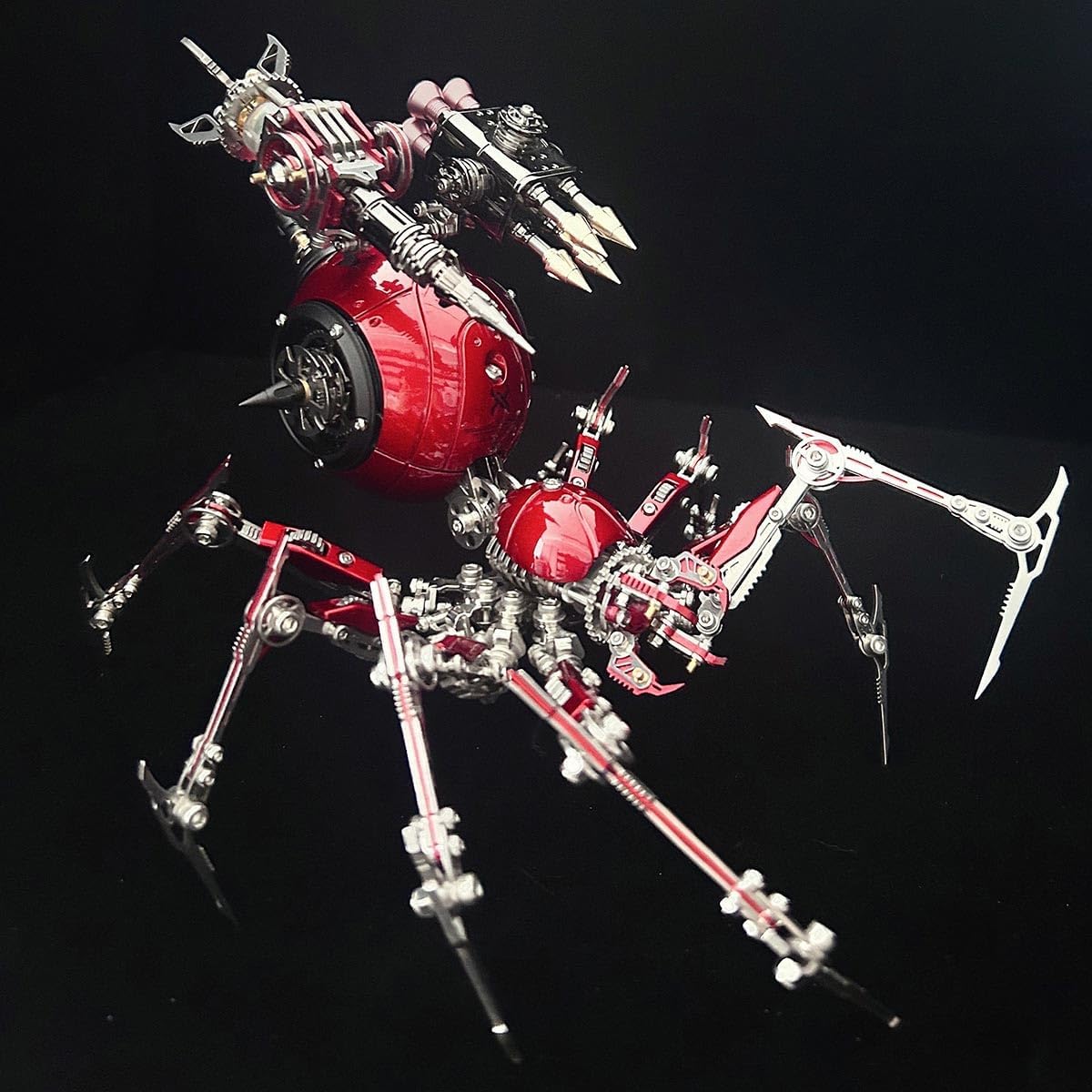 3D Metal Puzzle Spider Model Kit for Adults with Light, 602 PCS Mechanical Metal War Spider Steampunk Animal DIY Assembly Jigsaw Puzzle Model Desk Gifts for Adults