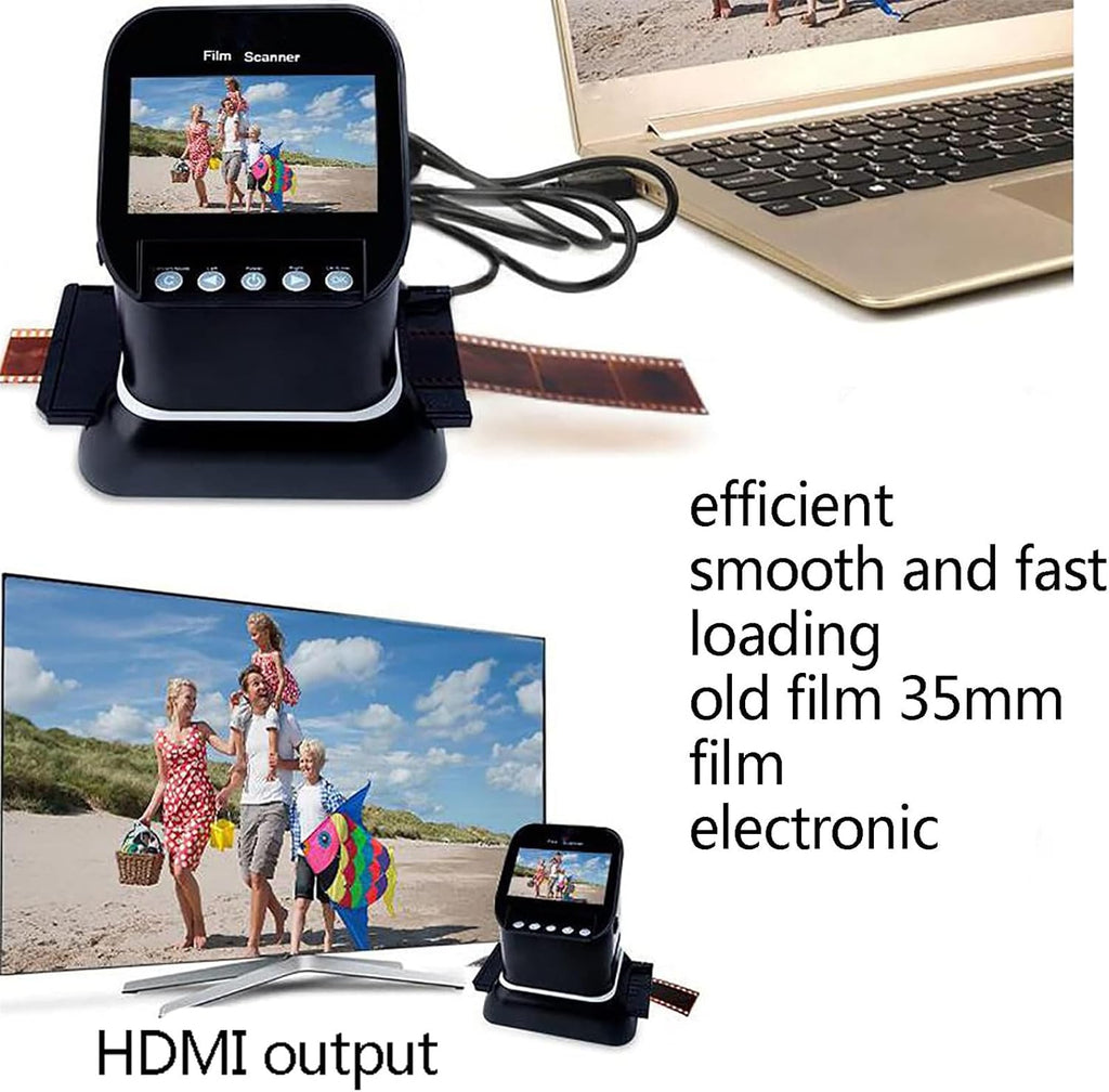 Film And Slide Scanner 1080p Digital Film Converter, Convert 35mm, 135,126,127 Negative & Slides To Digital Jpeg, Supports Image Preview, Playback, And Editing Functions