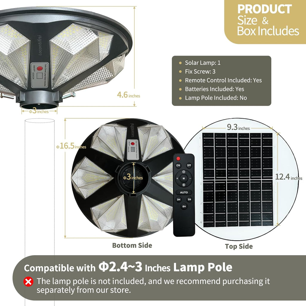 Solar Lamp Post Light Outdoor with Motion Sensor, Waterproof Dusk to Dawn LED Street Light, High Lumen Lamp Post Head Replacement for Yard Garden, Fit 3'' & 2 3/8'' Pole(Not Included Pole)