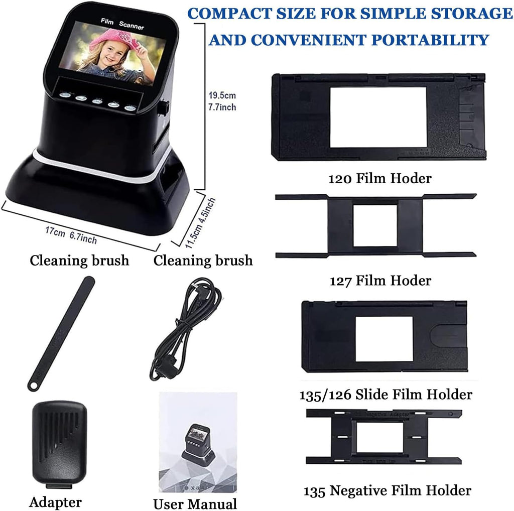 Film Scanner,Slide Scanner,Digital Film,Film to Digital Converter,for Converts Medium Format,Film, Microfiche,Negatives & Slides to Digital - 4.3' LCD