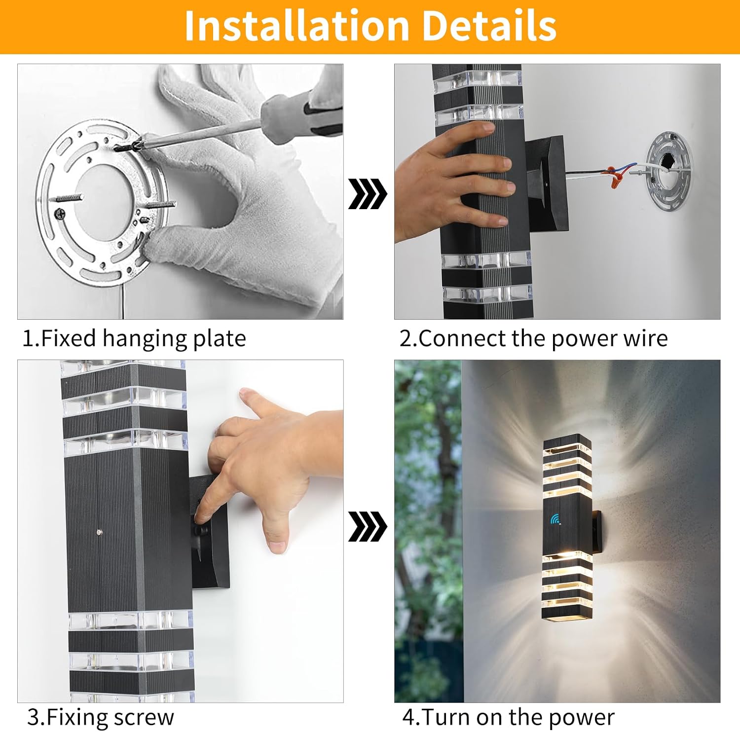 Dusk to Dawn Led Outdoor Wall Light,6 Pack Outdoor Garage Lighting Fixtures，18.3 in Modern Porch Light,Up and Down Exterior Wall Sconce,Waterproof Exterior Lights for House with 12 * 7W Bulbs