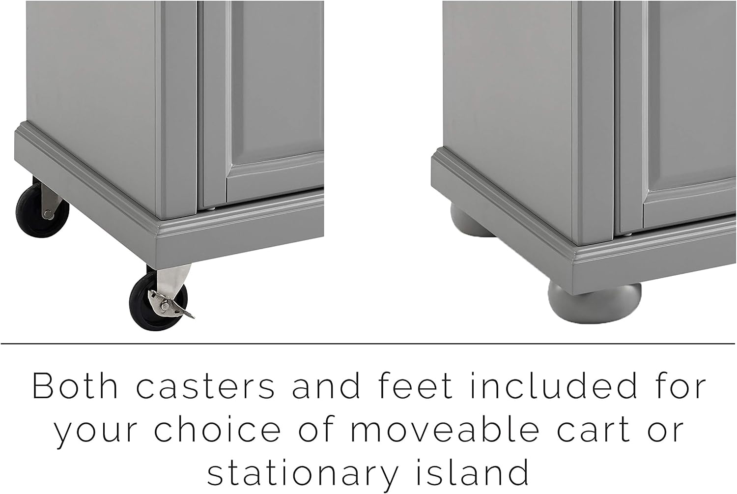Crosley Furniture Full Size Stainless Steel Rolling Kitchen Island Storage Cart, Microwave Stand, Spice Rack, Gray