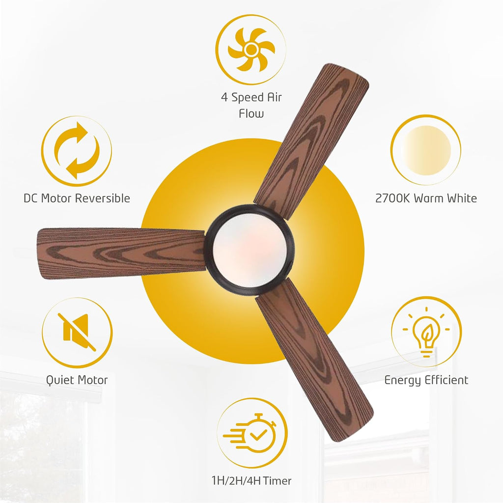 Ciata 44-inch Ceiling Fans with Lights – Smart Ceiling Fan for Bedroom/Living Room – Advanced Ceiling Fan with Remote Compatible with Alexa/Google Home – Wi-Fi Fans for Home – Black Bronze Finish